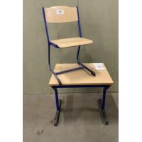 1-persoons schrijftafel afm plm 55x70x70cm + stoel blauw  zithoogte 45
